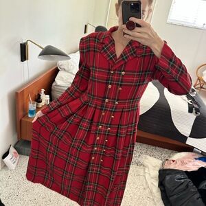 Cynthia Howie for Maggy Boutique red holiday plaid tartan dress 10